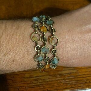 Elegant Vintage Multi-All Natural Stone Bracelet 7.5”